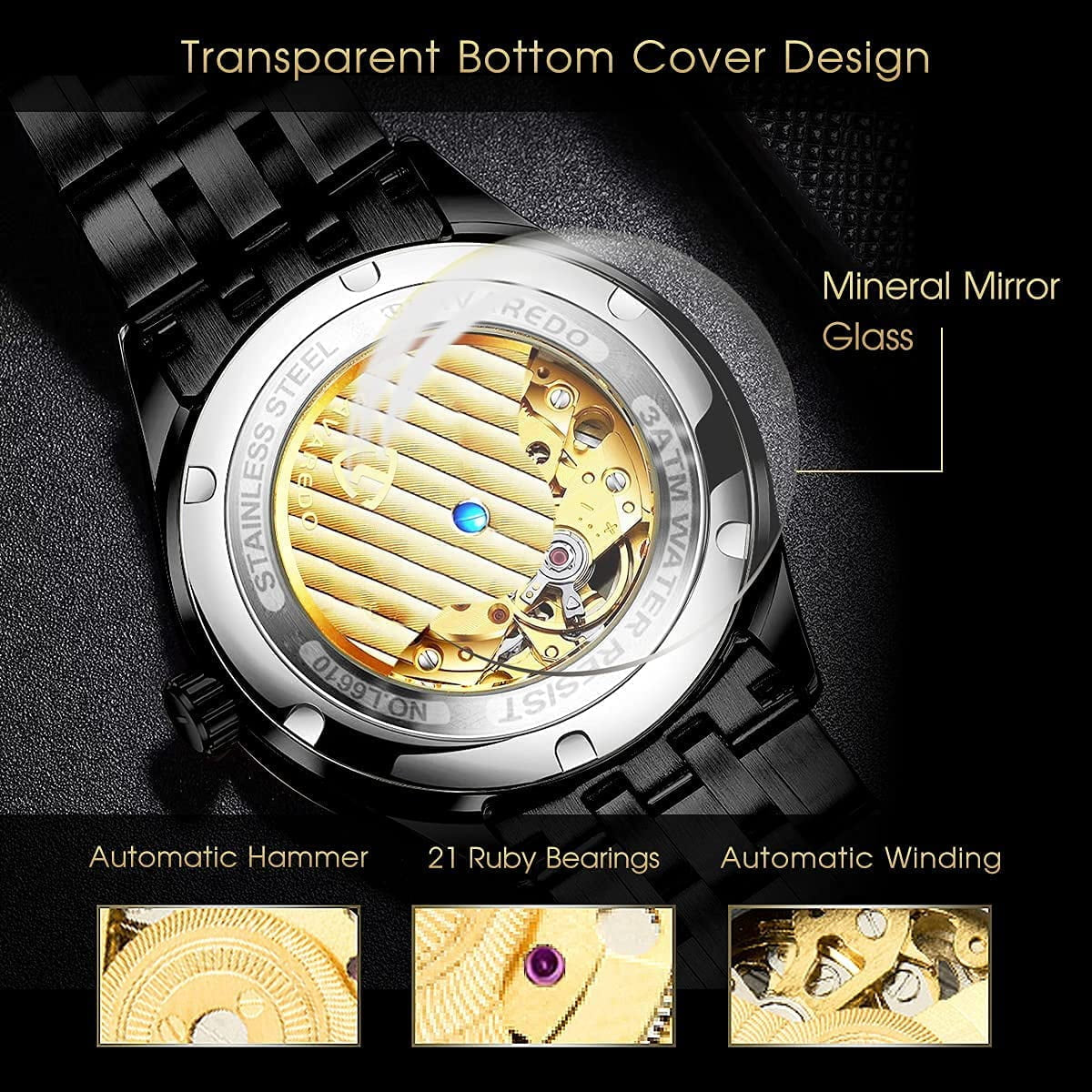 A Men'S Watch Automatic Mechanical Watches Self Winding Diamond Dial Stainess Steel Watches Business Watches Valentine'S Day Gift for Men