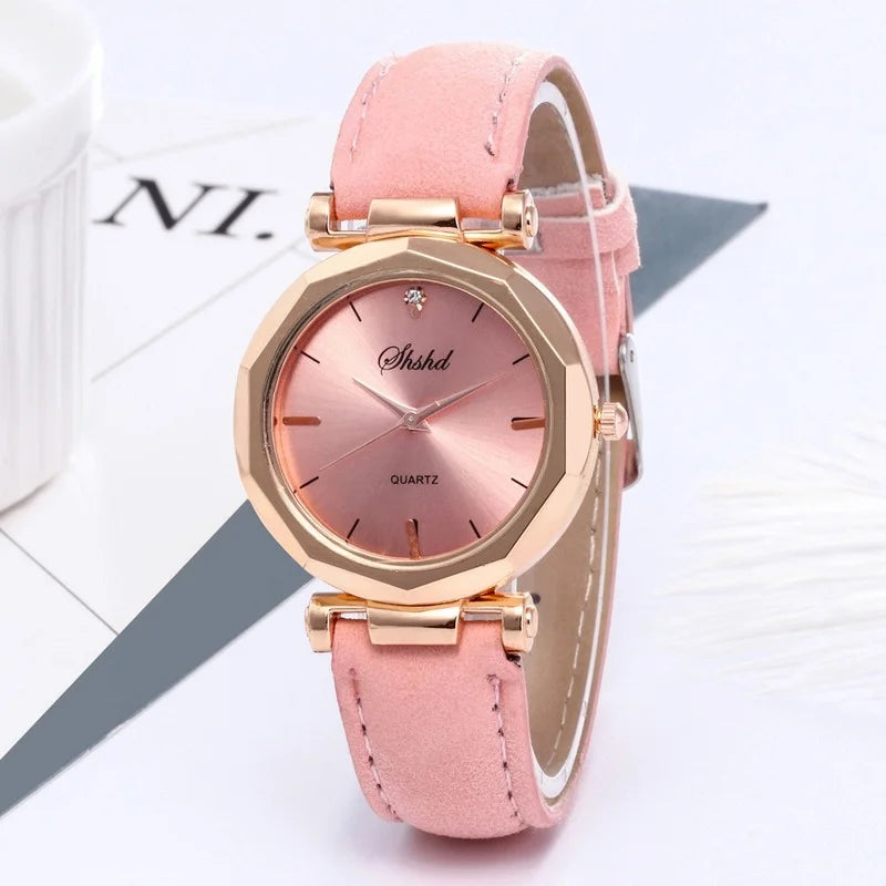 Fashion Women Leather Casual Watch Luxury Analog Quartz Crystal Wristwatch Luxury Women'S Casual Watches Watch for Women Relogio