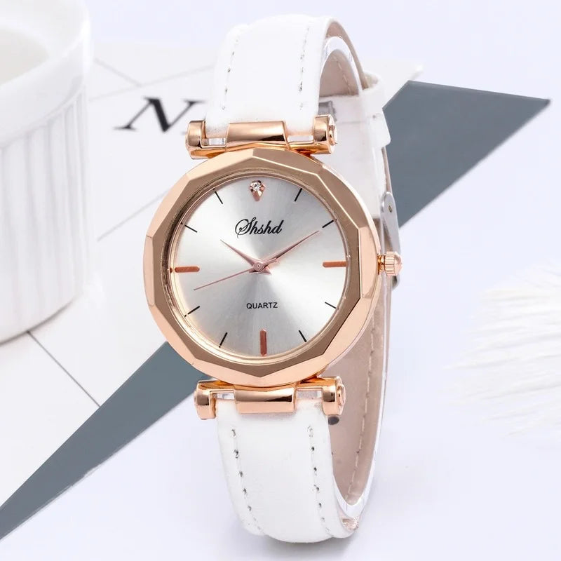 Fashion Women Leather Casual Watch Luxury Analog Quartz Crystal Wristwatch Luxury Women'S Casual Watches Watch for Women Relogio