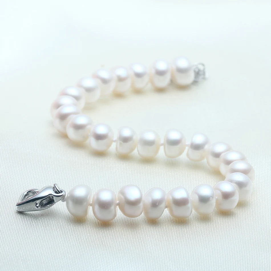 High Quality Natural Freshwater Pearl Bracelets Gift for Women Amazing Price 8-9Mm Pearl Jewelry Silver 925 Bracelet Jewellery