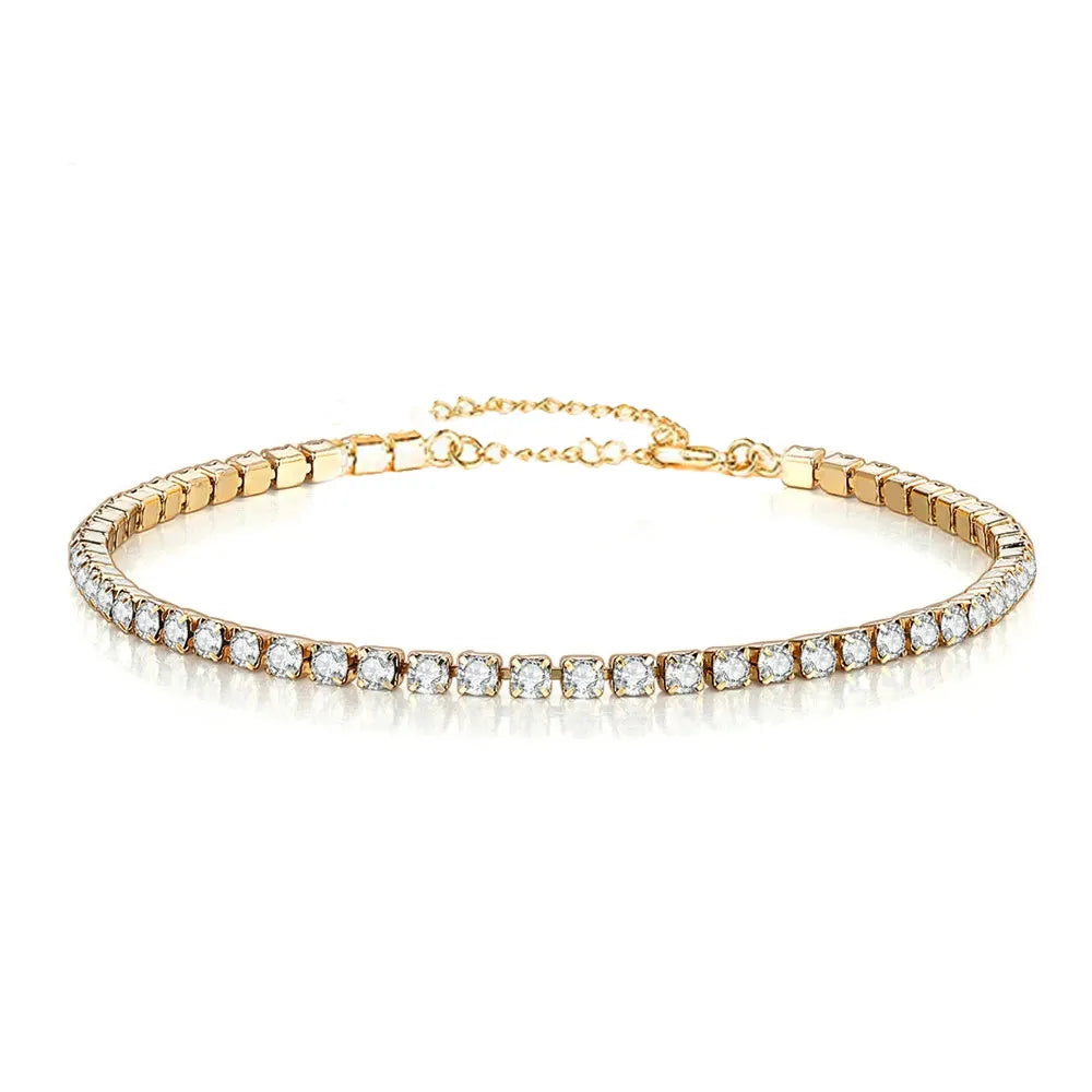 2Mm Iced Out Tennis Bracelets Female Gold Silver Color Stainless Steel Cubic Zirconia Chain for Women Wedding Jewelry Gift