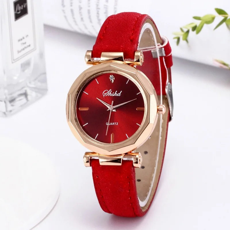 Fashion Women Leather Casual Watch Luxury Analog Quartz Crystal Wristwatch Luxury Women'S Casual Watches Watch for Women Relogio