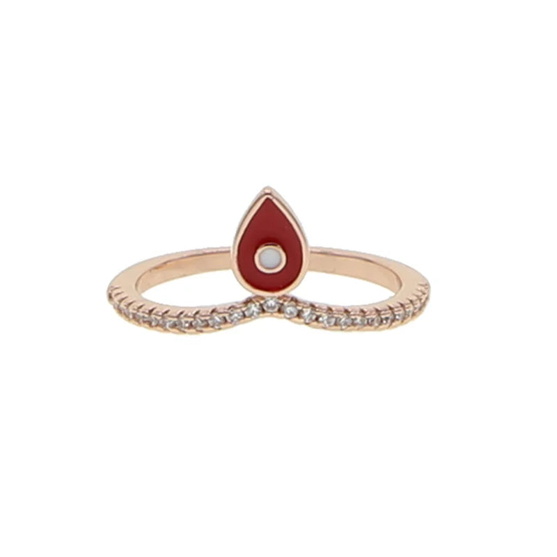 Cute Lovely Enamel Evil Eye Ring Rose Gold Color Pink White Red Eyes Lucky Turkish Evil Eye Finger Engagement Rings