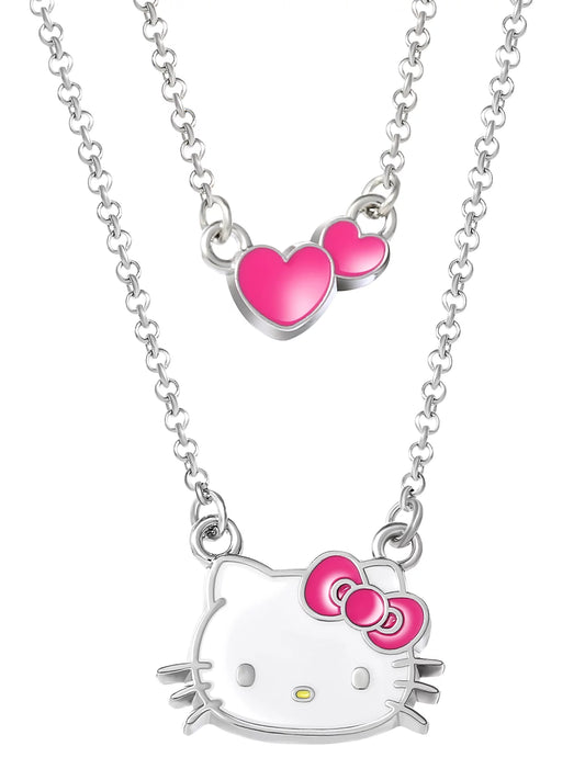 Girl'S, Enamel Hearts Double Necklace Set